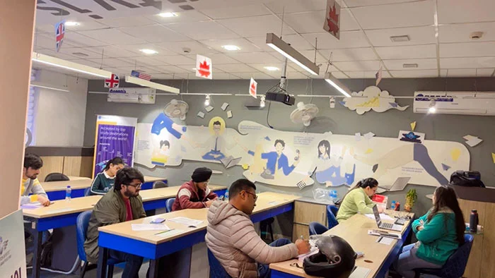 Students are attending an offline PTE coaching class